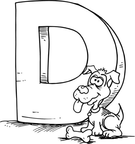 Letter D Is For Dog Coloring Page